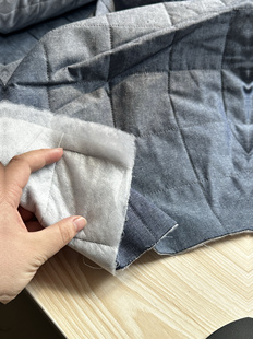 色织麻 宽1.45米左右 牛仔色 面料 夹棉布料 一米