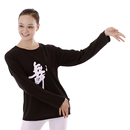 广场舞健美操印字宽松黑色长袖 纯棉舞蹈练功服上衣成人舞字衫 包邮