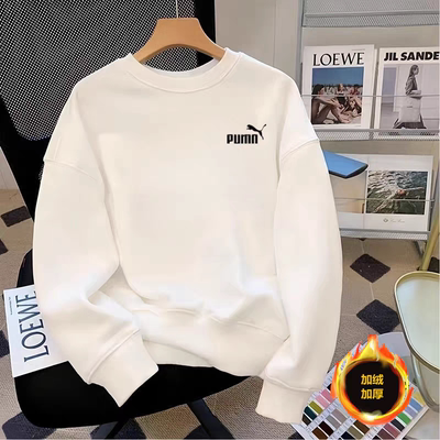 奥莱重磅纯棉卫衣男士秋冬加绒圆领宽松运动长袖休闲上衣打底衫潮