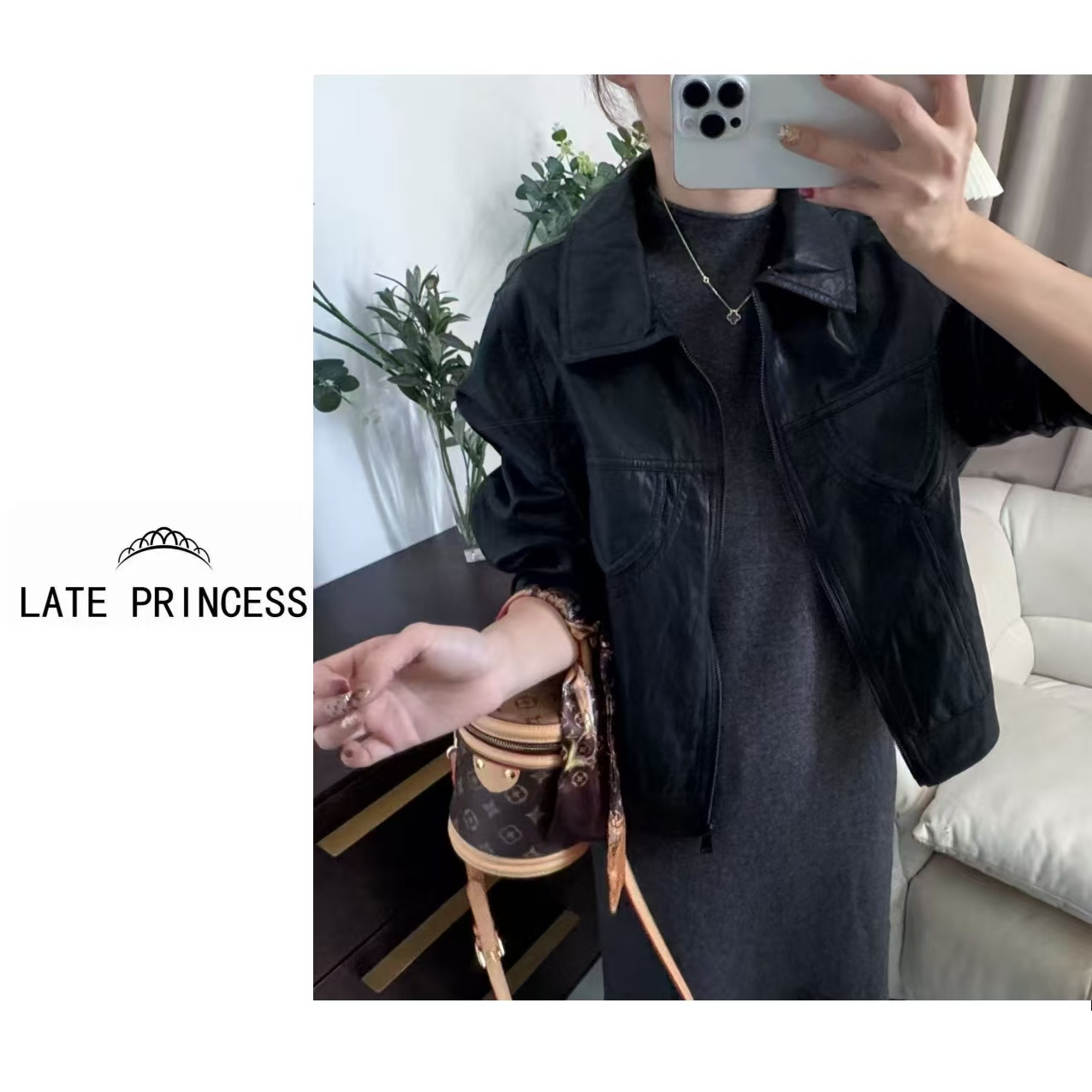 LATE PRINCESS迟到公主【古纪】2025秋季新款美式复古风皮衣外套