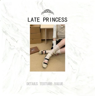 法式 LATE PRINCESS 坠落 小香风玛丽珍浅口复古平底蝴蝶节单鞋