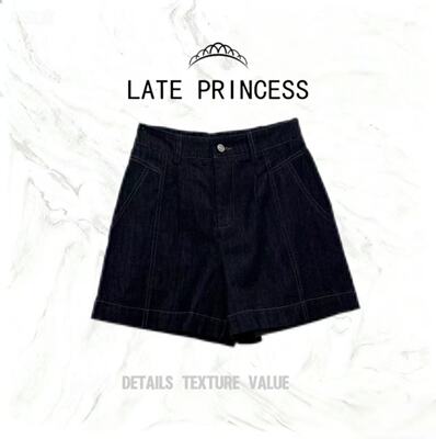 LATE PRINCESS【绵绵】夏装新款简约纯色休闲高腰短裤