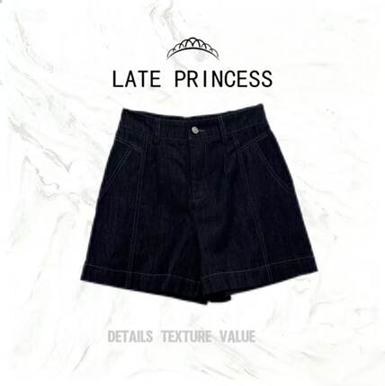LATE PRINCESS【绵绵】夏装新款简约纯色休闲高腰短裤