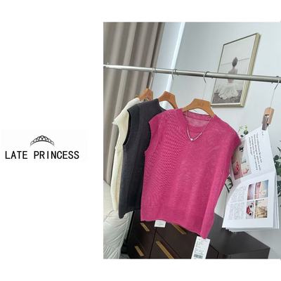 LATE PRINCESS【趣味】夏季新款无袖圆领简约针织衫