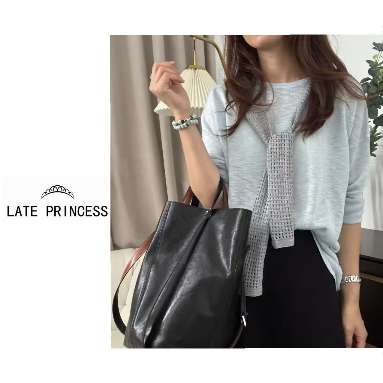 LATE PRINCESS【浪漫开始】秋季2025新款披肩假两件外穿针织衫