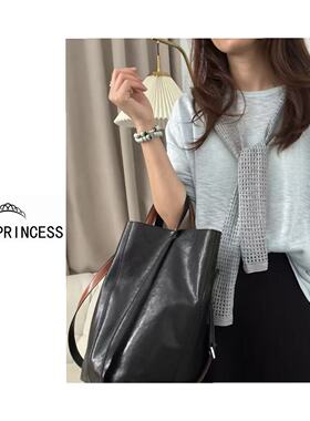 LATE PRINCESS【浪漫开始】秋季2025新款披肩假两件外穿针织衫