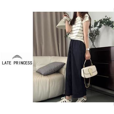 LATE PRINCESS【夏天】夏季阔腿裤立体装饰直筒休闲裤