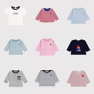 T恤圆领条纹婴儿宝宝 25秋冬长袖 现货Petit Bateau童装