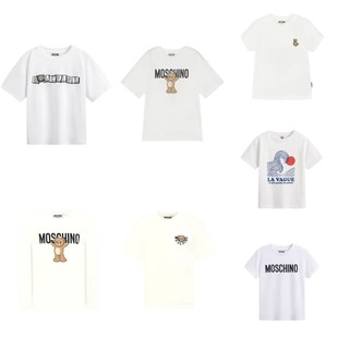 现货moschino童装25秋冬儿童短袖小熊T恤圆领印花上衣