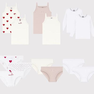 现货Petit Bateau童装25春夏女童抗菌条纹纯棉内裤套装背心