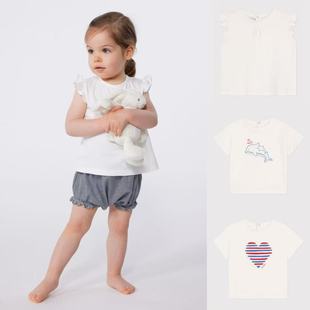 套头衫 小帆船25春夏婴儿短袖 T恤圆领上 Bateau童装 现货Petit