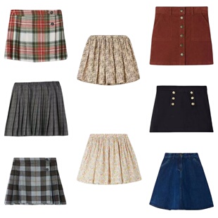 3z现货Bonpoint童装 24秋冬女童学院半身裙甜美短裙A字裙休