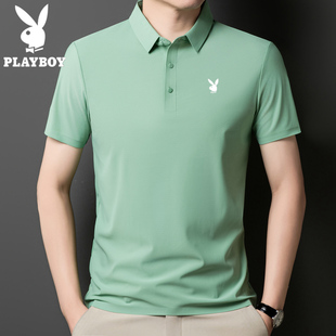 花花公子短袖polo衫男款夏季薄款翻领冰丝t恤男商务休闲体恤上衣