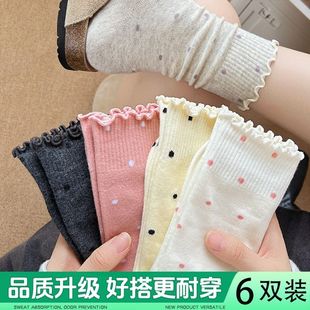 裤袜女士袜子丝袜打底裤袜袜子女中筒耳边夏季薄款波点堆短袜