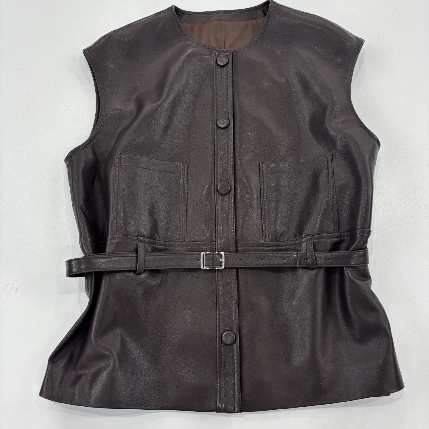 圆领植鞣绵羊皮真皮马甲女新款复古时尚气质减龄收腰显瘦真皮背心,女装/女士精品,马夹,淘宝优惠券,粉丝福利购,淘宝优惠卷