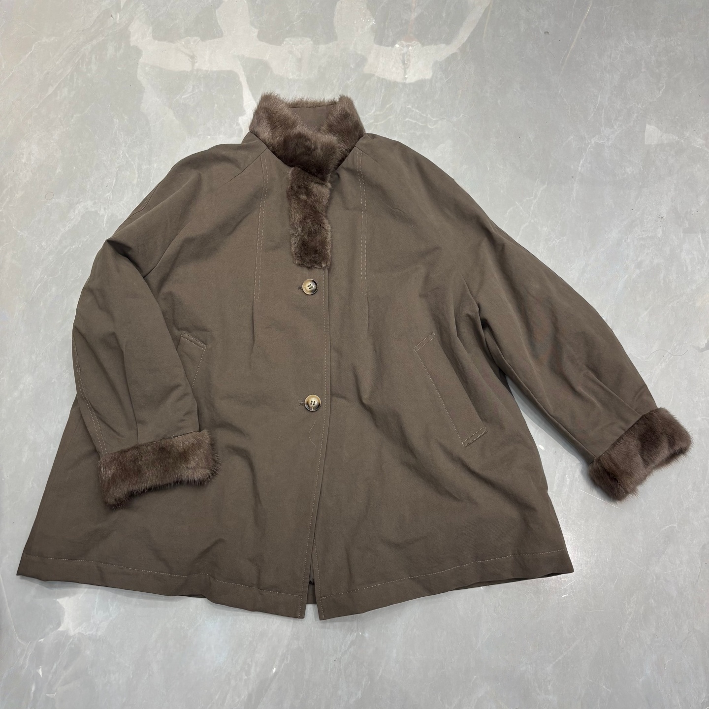 简约中长水貂立领90白鹅绒羽绒服女冬新款宽松加厚派克服风衣外套