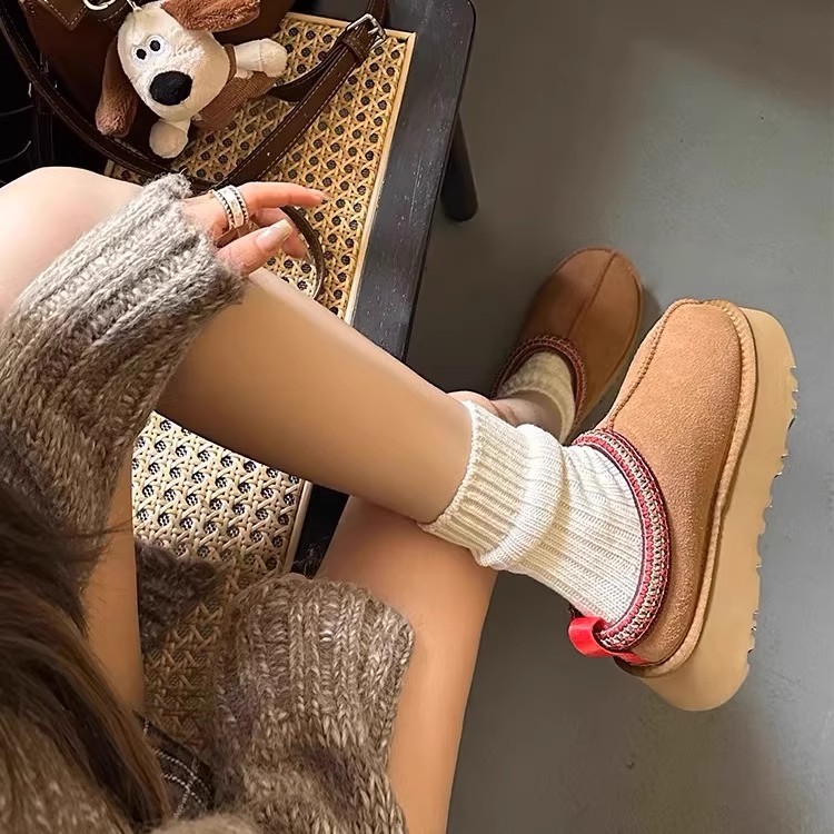 松糕厚底雪地靴女2025冬季新款毛毛半拖鞋女加绒