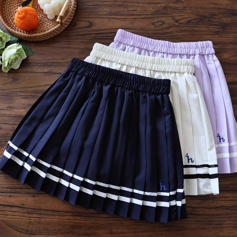 女生校服短裙 学院风半身裙裤 藏青色百褶裙 六一表演服毕业服