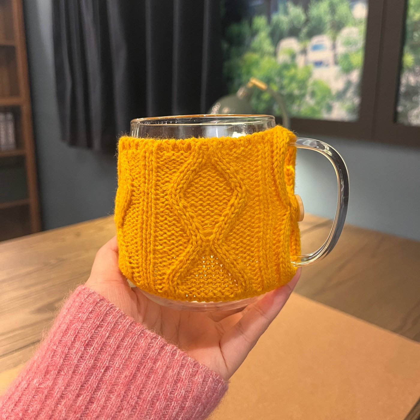 隔热隔冷马克杯杯套咖啡杯毛线杯套茶杯保温杯钩织套麻花线针织套