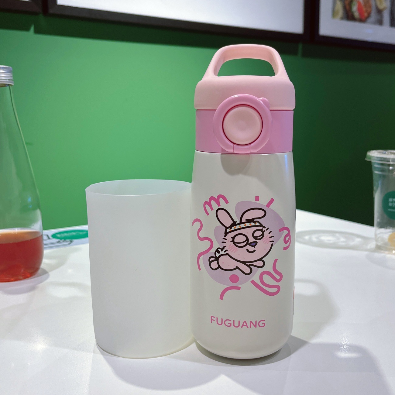 500ml保温杯垫吸管杯透明全包