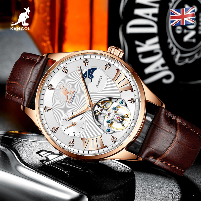 瑞士正品十大名品牌全自动机械表男士陀飞轮手表学生防水真皮镂空