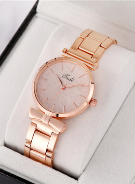 Tadi新款钢带女士手表 时尚网红直播礼品树叶化石石英女表