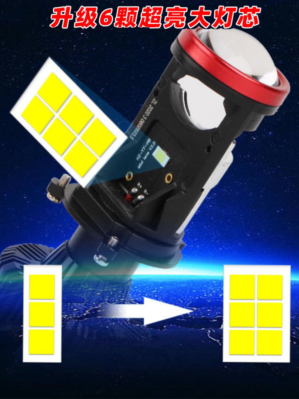 LED 자동차 헤드라이트 H4에는 렌즈 매우 밝은 전구 수정된 12V 집중 원거리 및 근거리 통합 오토바이 조명이 함께 제공됩니다