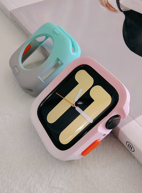 适用苹果手表渐变色iwatch91011硅胶保护壳apple watch ultra防摔