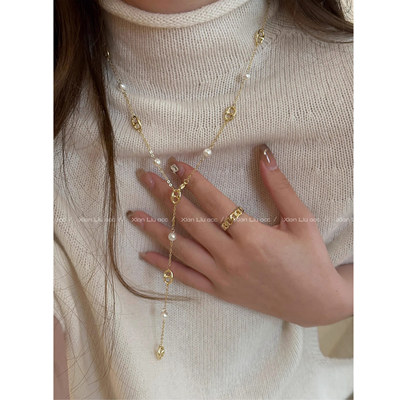 长款猪鼻子珍珠项链女款2026新款颈链毛衣链轻奢高级感配饰春夏季