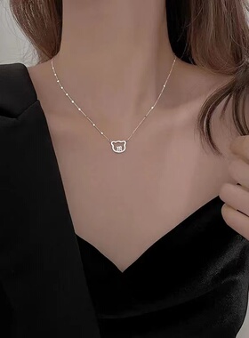 925纯银小熊字母m项链轻奢小众