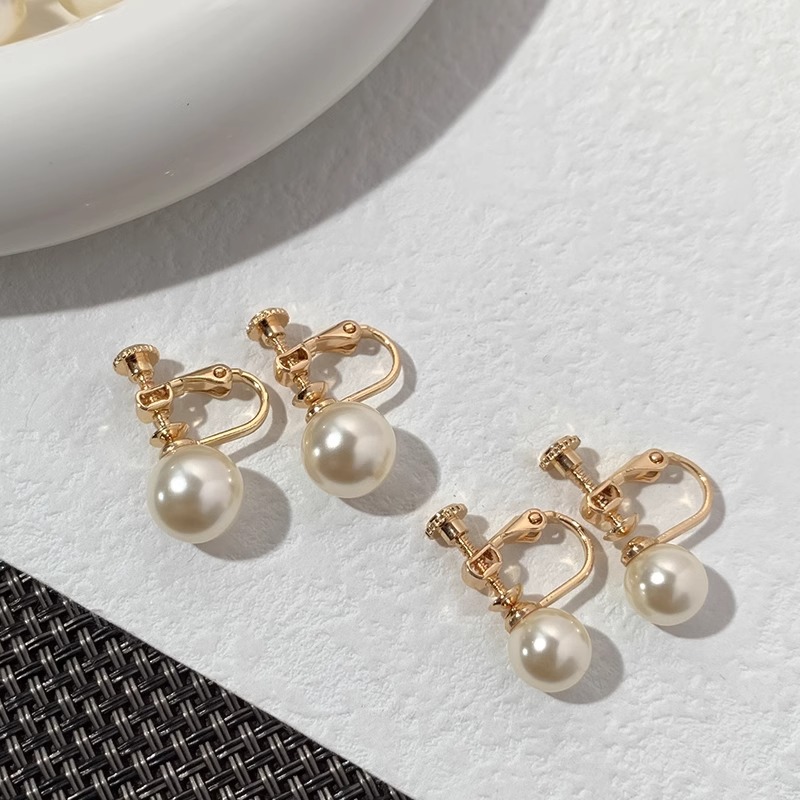 小香风单颗珍珠耳环螺旋式耳夹无耳洞女新款无痛百搭日韩版可调节