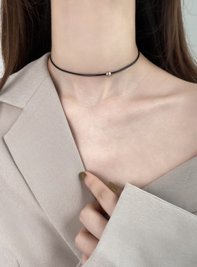 925纯银choker项圈女颈带转运珠项链ins冷淡风颈链锁骨链韩版性感