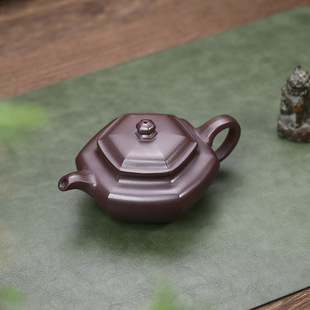 全纯手工紫砂壶正宗宜兴原矿紫泥六方合欢器壶家用泡茶壶茶具套装