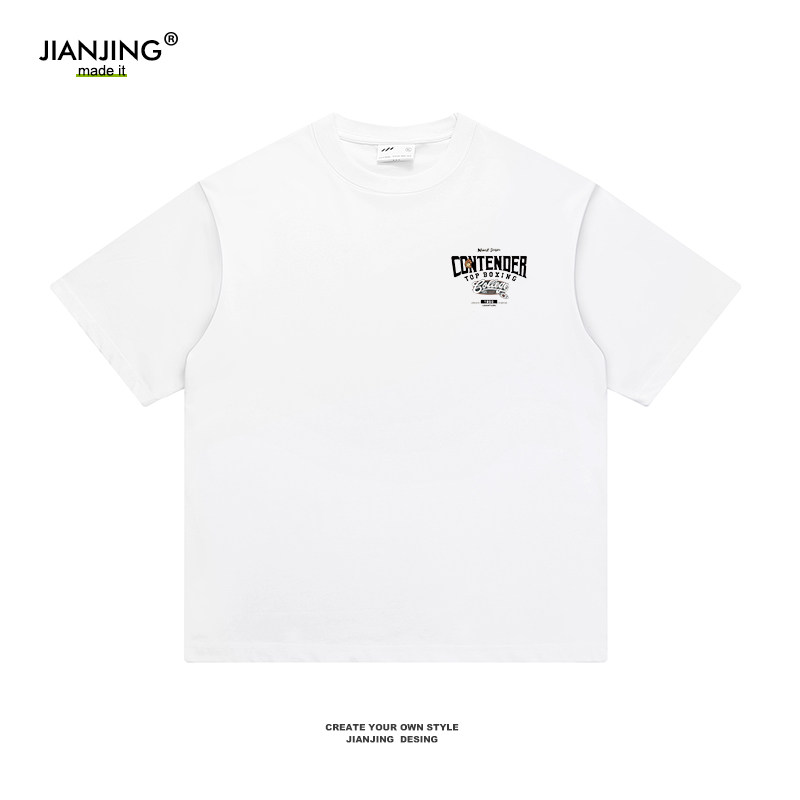 thumbnail for American vintage letter short-sleeve T-shirt for men, summer new casual loose crew neck trendy pure cotton half-sleeve top