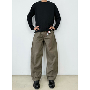 男女cleanfit显瘦宽松阔腿裤 BurnBro美式 复古斜纹廓形弯刀休闲裤