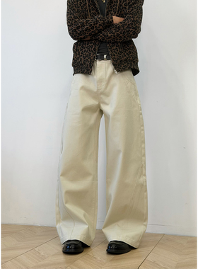 BurnBro美式复古宽松直筒休闲裤男女百搭阔腿cleanfit工装长裤子