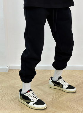 BurnBro美式高街卫裤男女秋冬加绒运动裤宽松百搭束脚裤情侣长裤