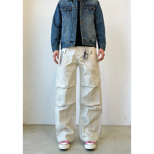 男女街头做旧休闲长裤 裤 潮牌 复古宽松直筒vintage工装 BurnBro美式