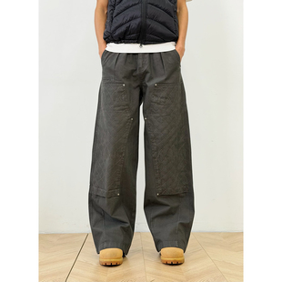 男女直筒宽松休闲长裤 牛仔裤 B01 复古水洗全棉伐木工装 BurnBro美式