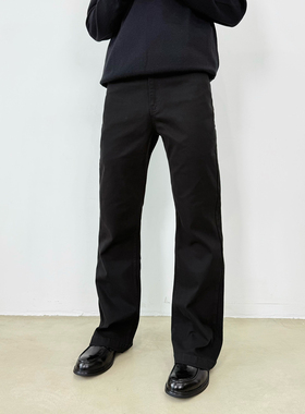 BurnBro【517版型】微喇黑色弹力牛仔裤男cleanfit直筒休闲长裤子