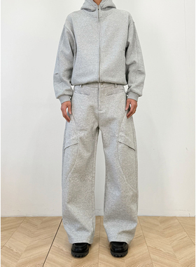 BurnBro美式复古慵懒垂感弯刀卫裤男女直筒宽松阔腿cleanfit长裤