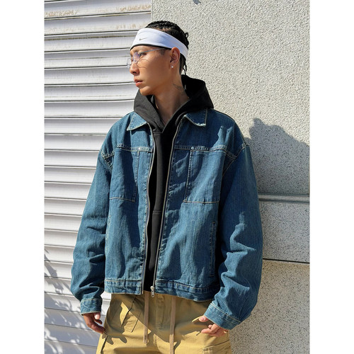 复古水洗深蓝vintage牛仔外套