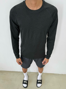 BurnBro MVT运动健身显大紧身长袖薄肌速干无缝提花训练衣T恤非lu