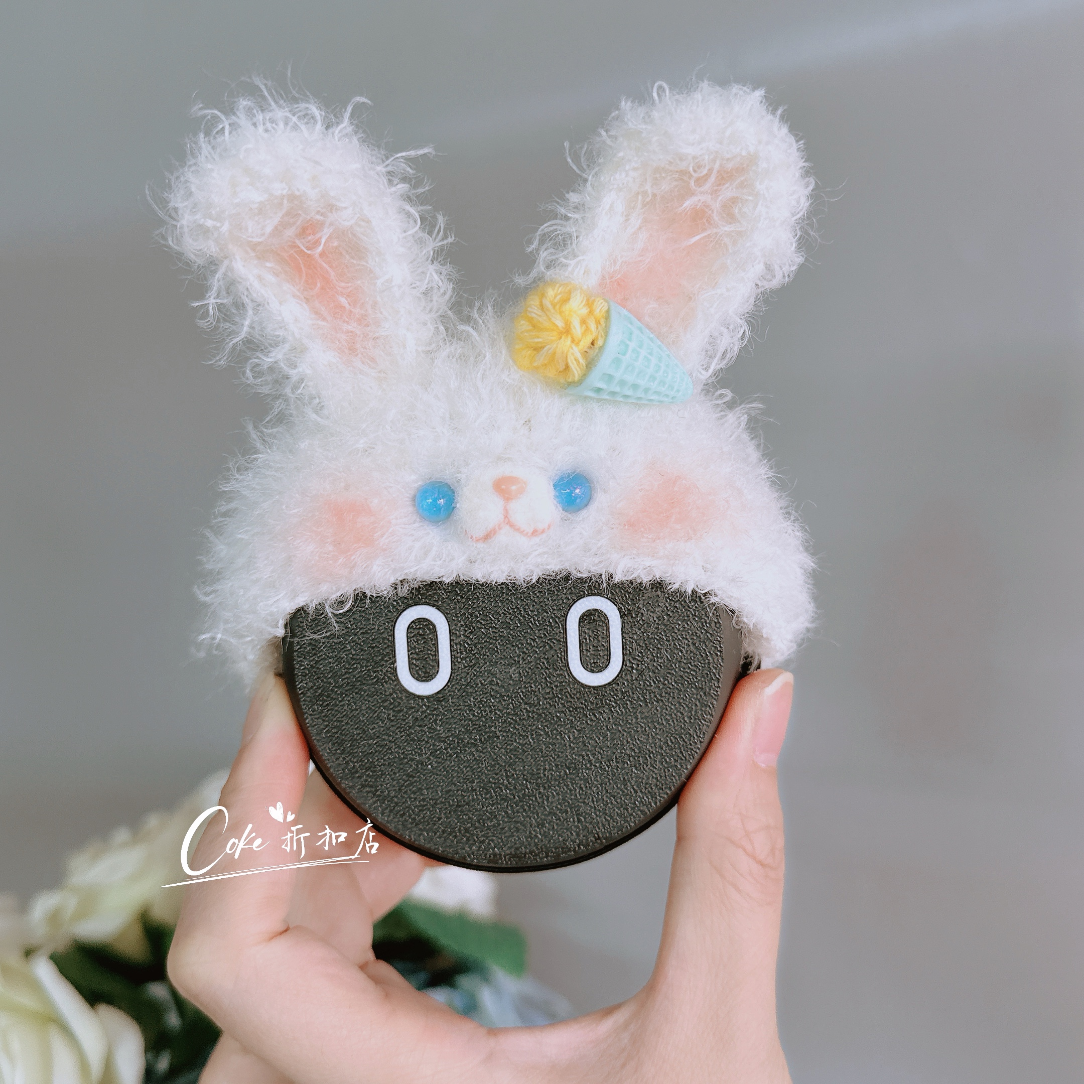 可爱小兔nomi头套帽子头饰品头盔适用蔚来机器人创意个性手工编织