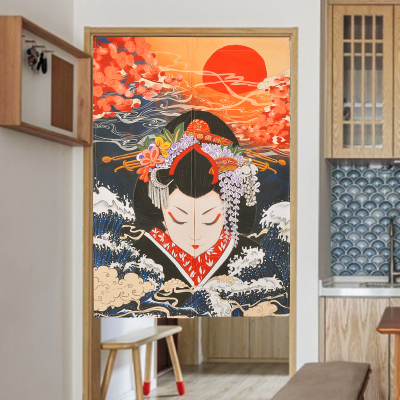 布艺饭店餐厅浮世绘日料半帘定制