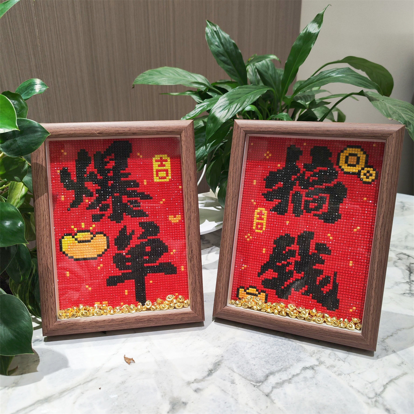 【送画框】爆单招财钻石画2025新款手工钻石绣高颜值办公室摆件,居家布艺,钻石绣,淘宝优惠券,粉丝福利购,淘宝优惠卷