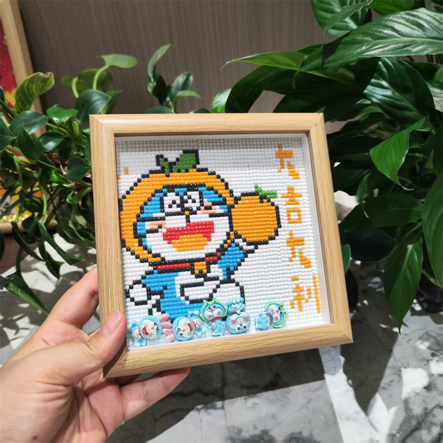 机器猫【送画框】可爱蓝胖子小幅钻石画2026新款手工钻石绣摆台