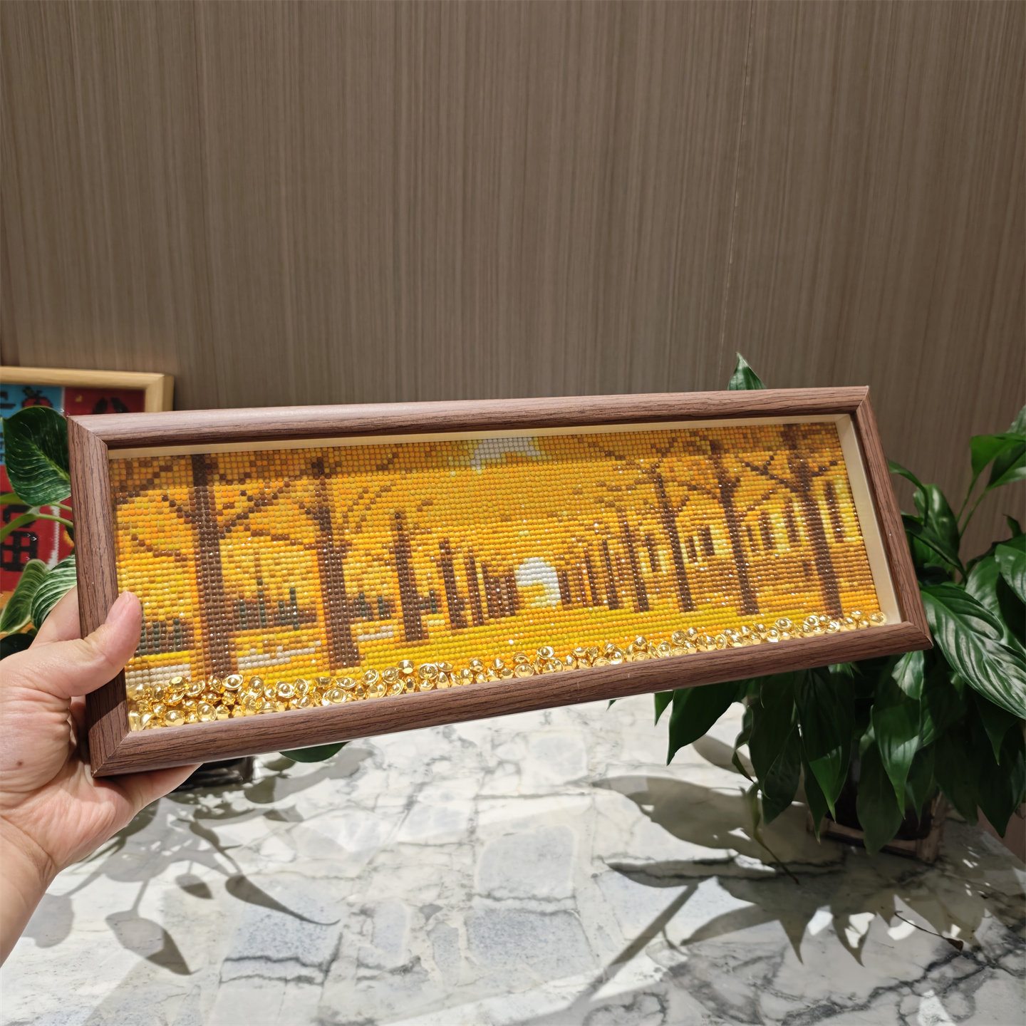 黄金满地【送画框】中式风景喜庆钻石画2026新款手工钻石绣摆台
