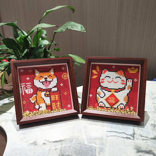 2025新款可爱招财猫许愿猫钻石画手工DIY钻石贴钻石绣摆台礼物