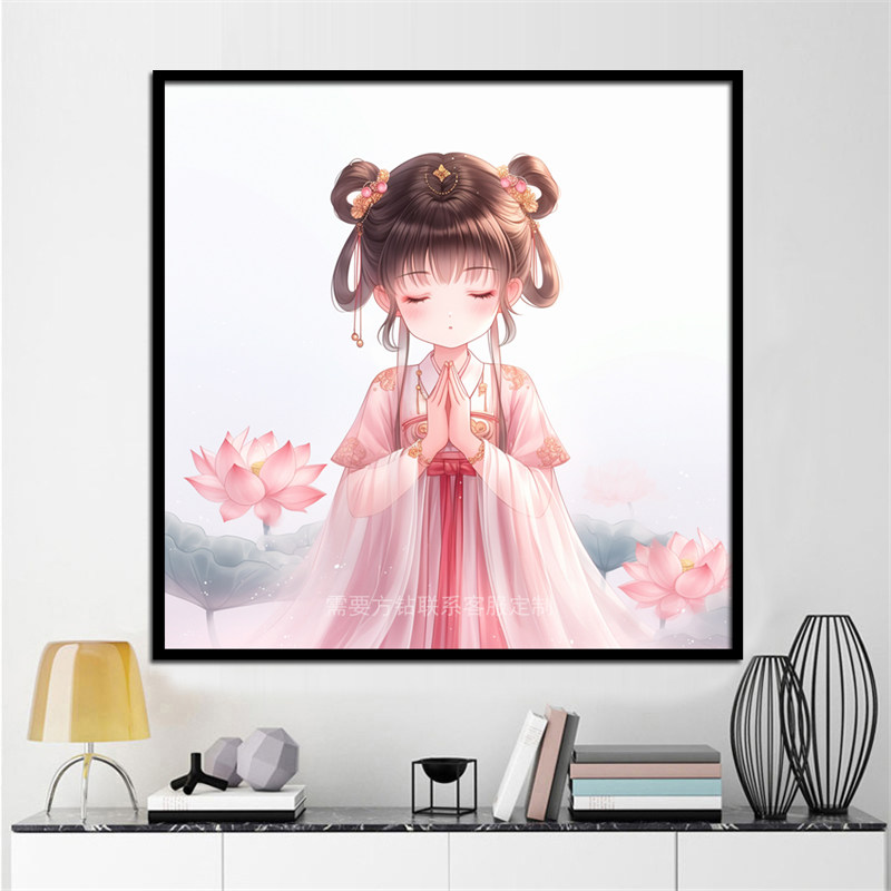 祈祷小女孩钻石画卡通动漫许愿少女2024新儿童手工贴钻十字绣卧室
